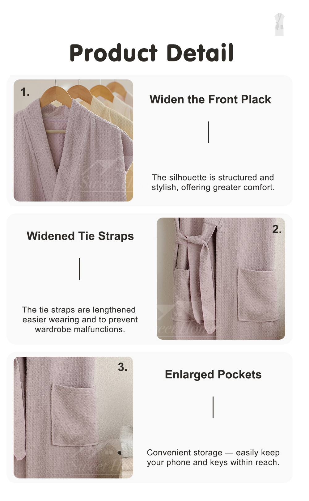 Waffle Short-sleeve Bathrobe-7